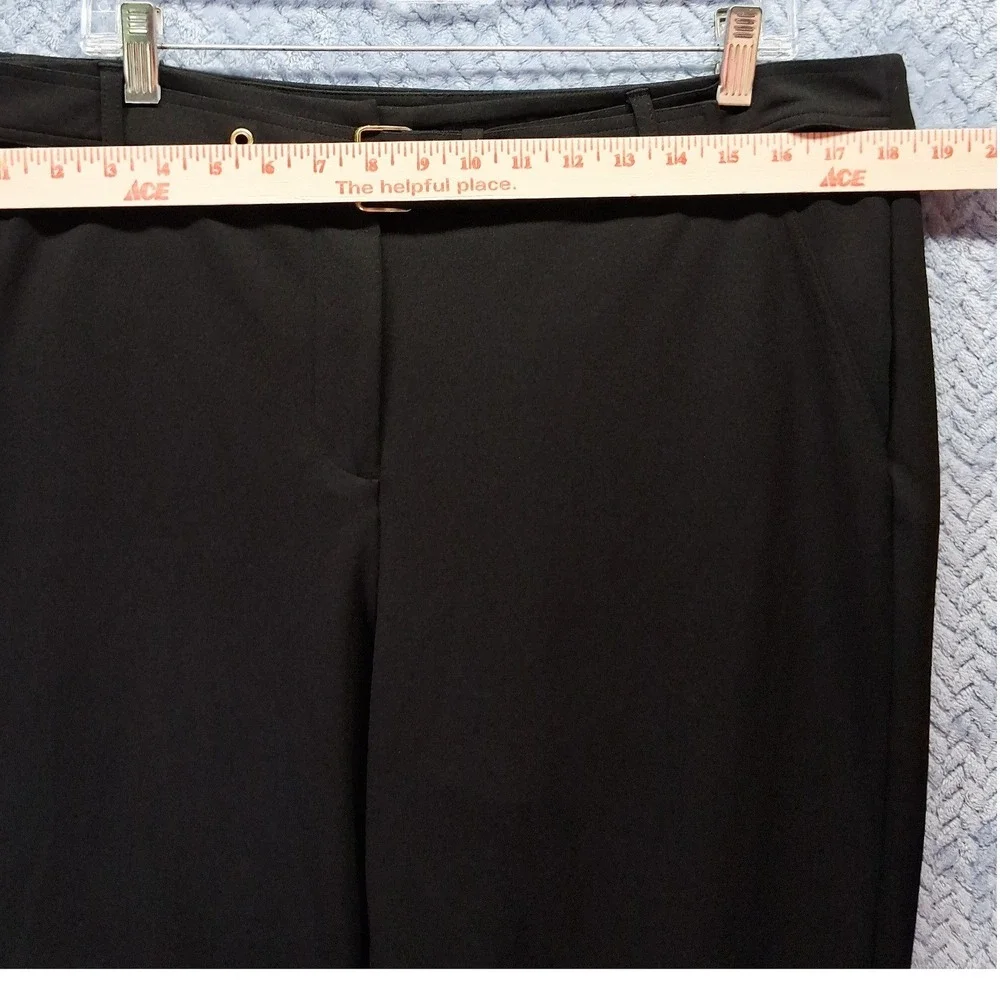 Michael Kors Black Belted Straight Leg Trousers Size 16 Wide Leg Relaxed Fit